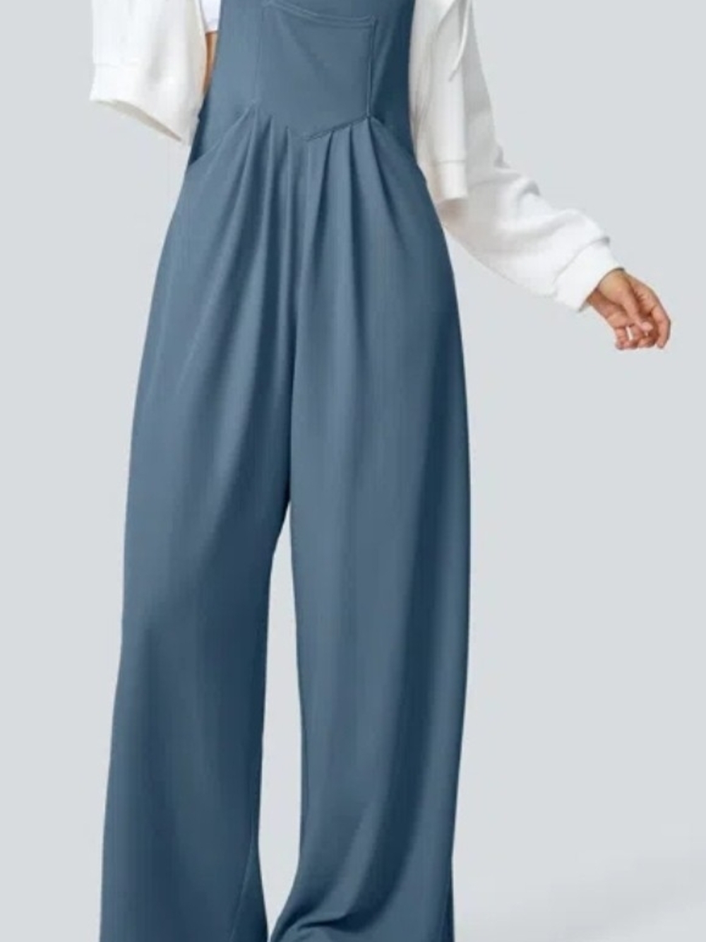 HALARA Slate Blue Wide-Leg Pinafore Jumpsuit - Picture 1 of 1